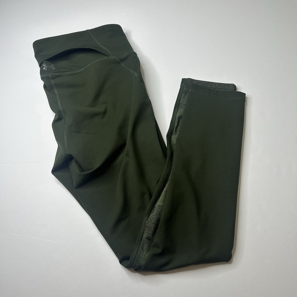 Under Armour Olive Green High Waisted Athletic Leggings Women's Size M 27"